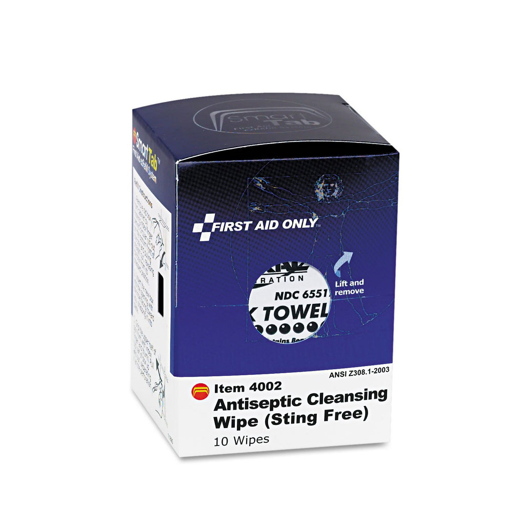 First Aid Only, Inc FAE4002 Antiseptic Cleansing Wipes, 10/Box