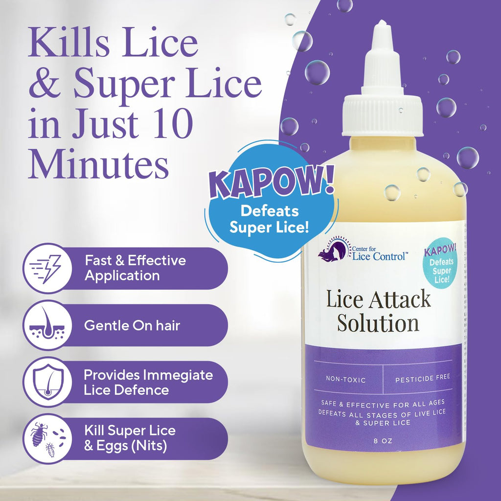 Kapow 8oz Head Lice Shampoo - 2-Pack, Kills Lice & Eggs, Strong Yet Gentle, Fast Results, Pleasant Scent, Non-Toxic, Safe for Se