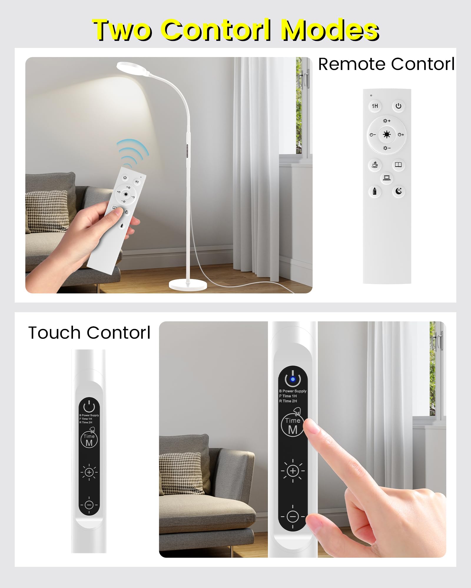 Light Therapy Lamp 11000 Lux, Full Spectrum LED UV-Free Sunlight Lamp with 10 Adjustable Brightness & 5 Color Temperatures, 3 in
