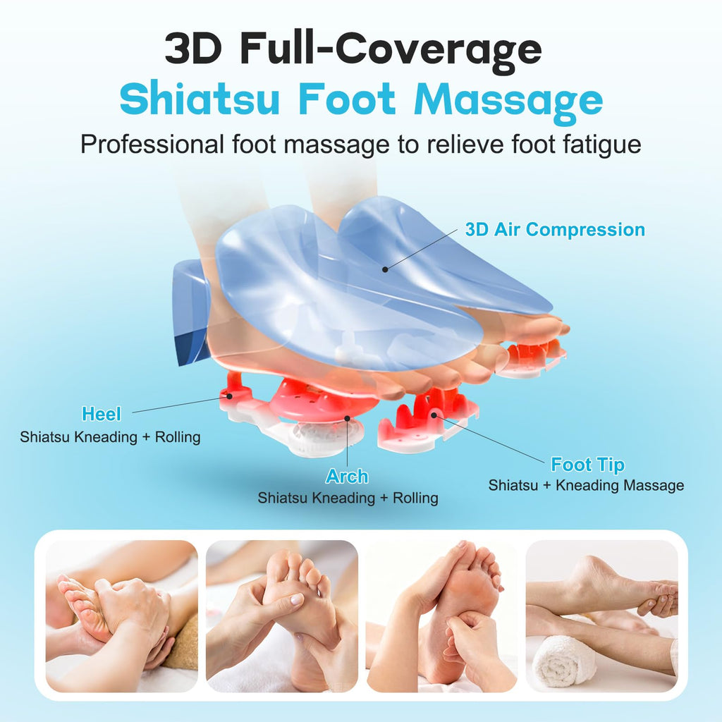 Wedpun Foot Massager with Heat Shiatsu Feet Massager for Neuropathy and Plantar Fasciitis Deep Kneading Air Compression Heat for