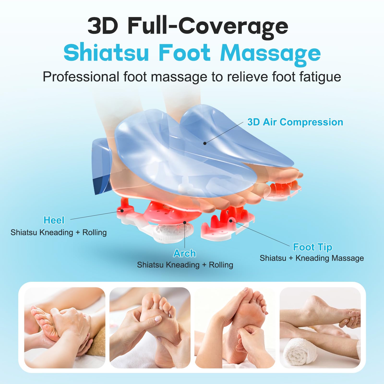 Wedpun Foot Massager with Heat Shiatsu Feet Massager for Neuropathy and Plantar Fasciitis Deep Kneading Air Compression Heat for