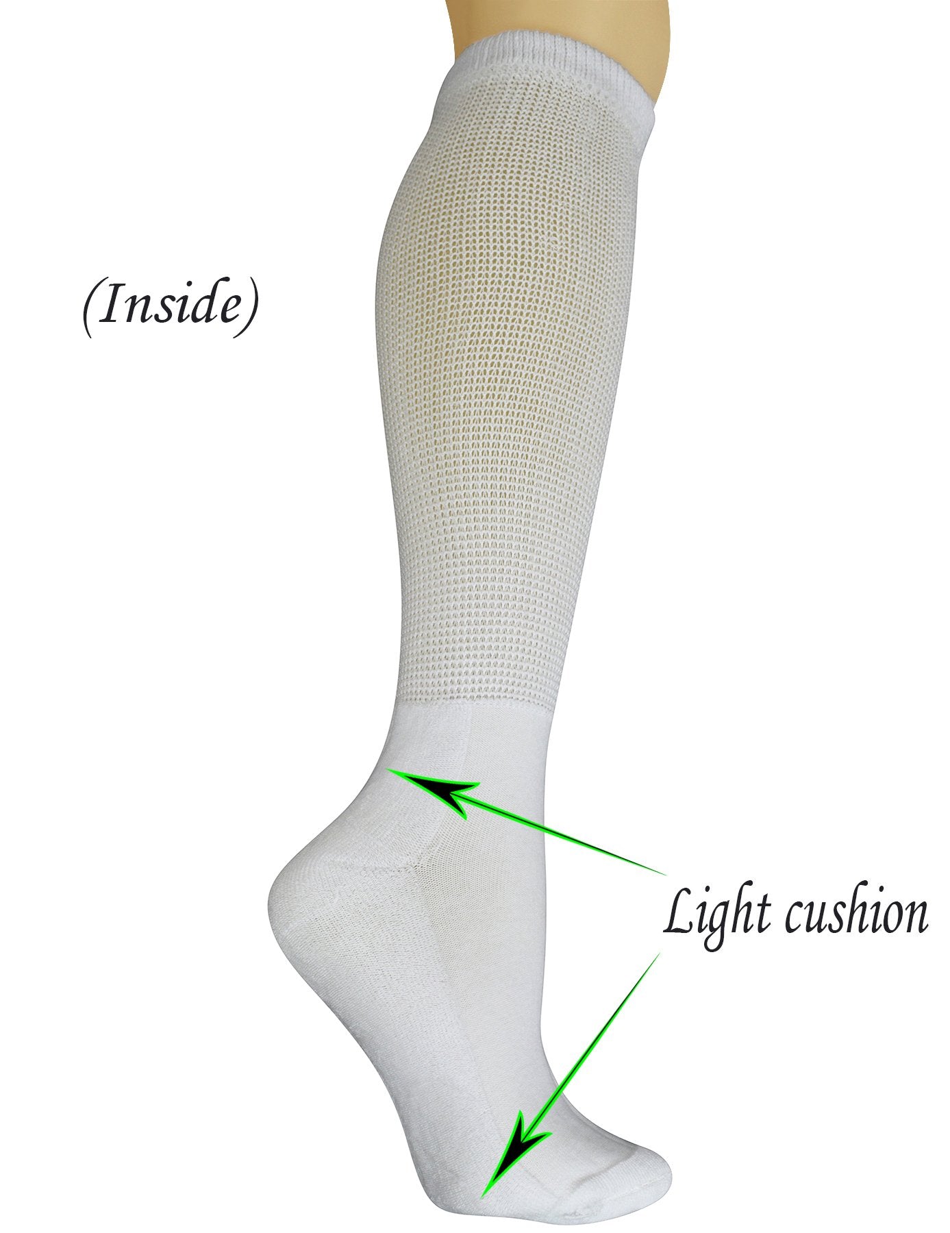 Yomandamor Women's Non-binding Cotton Knee-Hi Diabetic Socks Boot Socks with Cushion Sole and Seamless Toe,4 Pairs L Size