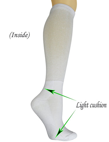 Yomandamor Women's Non-binding Cotton Knee-Hi Diabetic Socks Boot Socks with Cushion Sole and Seamless Toe,4 Pairs L Size