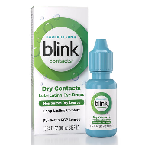 Blink Contacts Lubricating Eye Drops for Soft & RGP Contact Lenses, Lubricant Eye Drops with Hyaluronate for Hydration, Moisturi