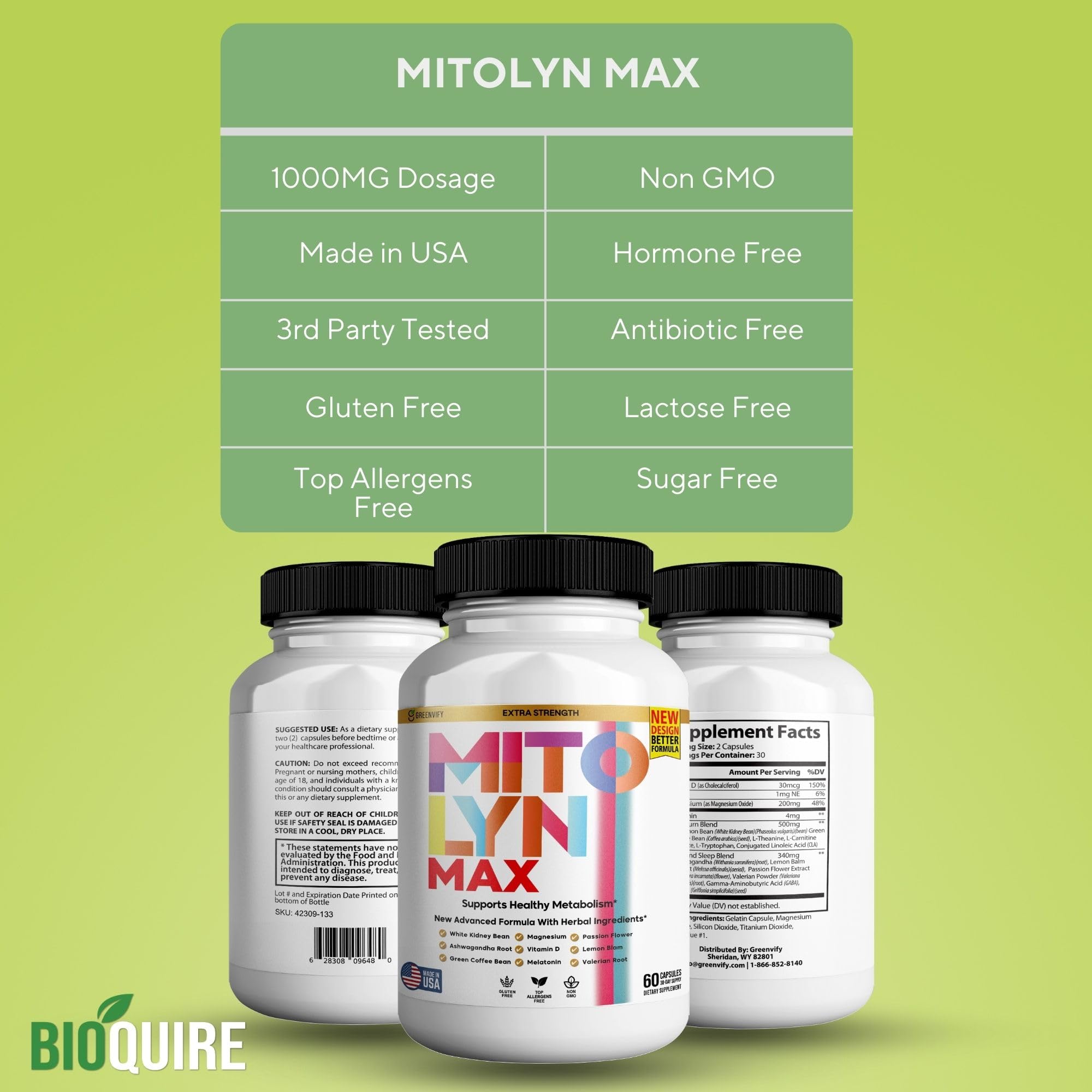 GREENVIFY Mitolyn Max Burner Burn Powerful Formula Anabolic Recovery, Natural Sleep Aid with Magnesium, Ashwaganda - 300 Capsule