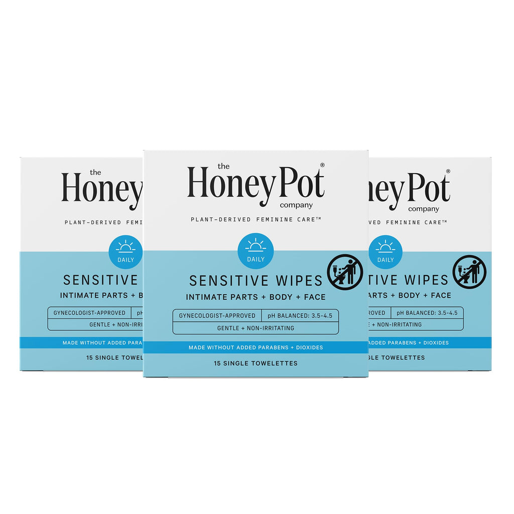 The Honey Pot Company - Feminine Wipes - Indivdually Wrapped - Daily PH Balancing, Fragrance & Sulfate Free Wipes for Intimate P