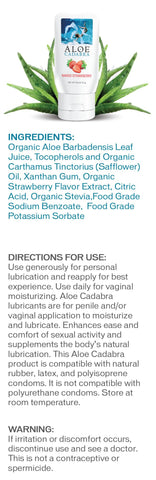 Aloe Cadabra Flavored Lube, Organic, Natural Personal Lubricant for Women, Men & Couples, Strawberry, 2.5 Oz