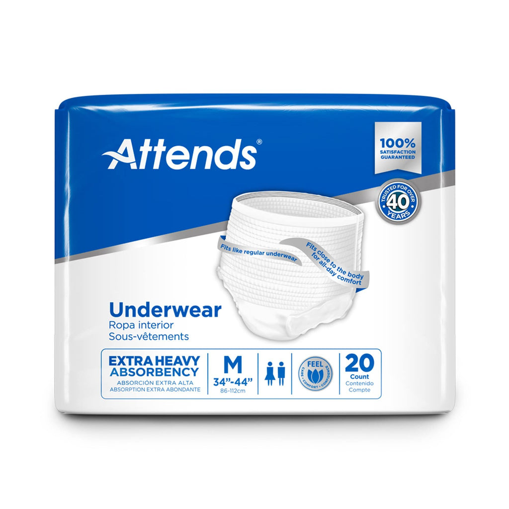Attends Disposable Underwear Pull On with Tear Away Seams Medium, APV20, Moderate, 80 Ct