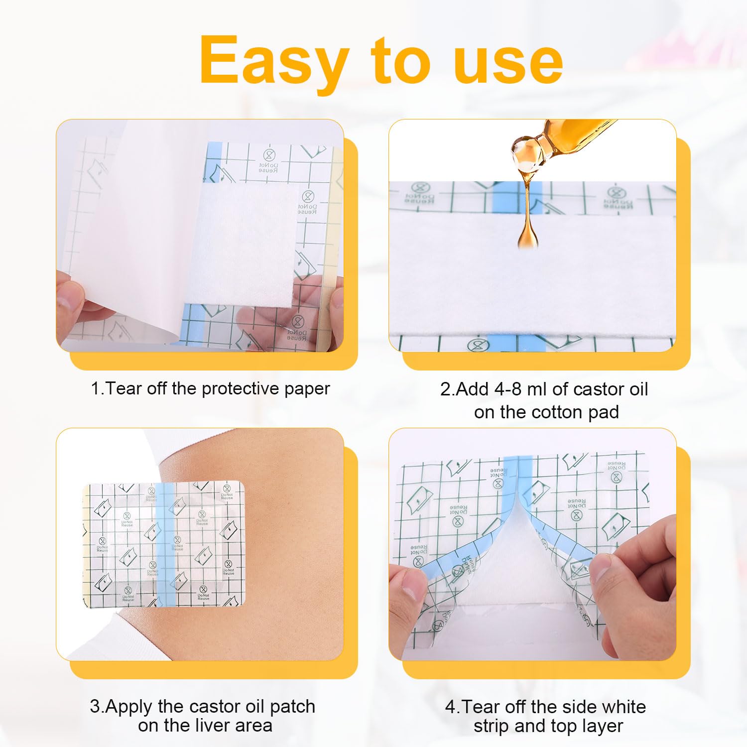 30pcs Castor Oil Pack Wrap, Self Adhesive Portable Castor Oil Belly Button Patch Anti Leakage Absorbent Cotton Perfect Gift for