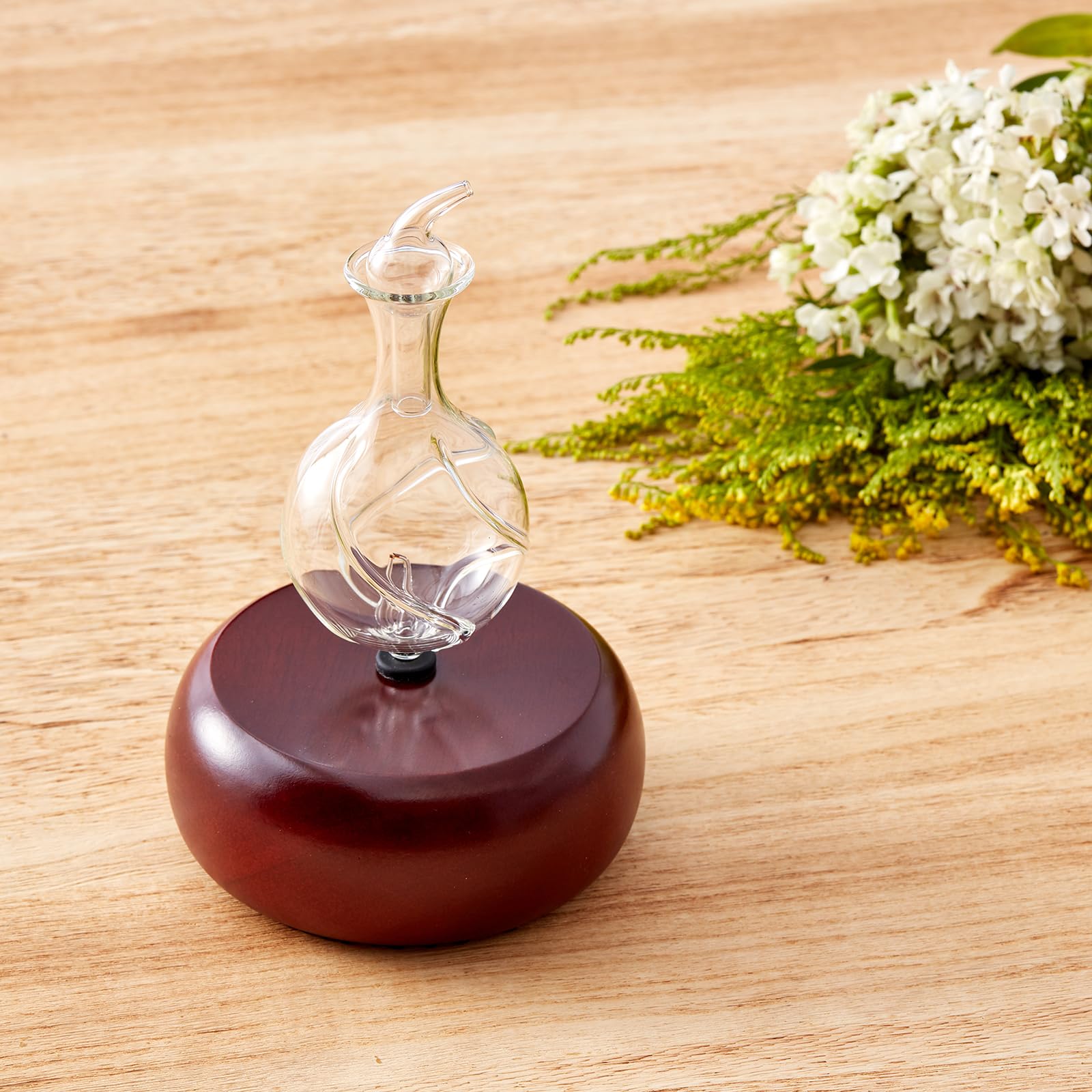 Radiance Nebulizing Diffuser for Essential Oil Aromatherapy - Dark Colored Wood Base