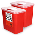 Oakridge Products Large Sharps Container for Home Use and Professional 2 Gallon (2-Pack) with Rotating lid, Biohazard Needle and