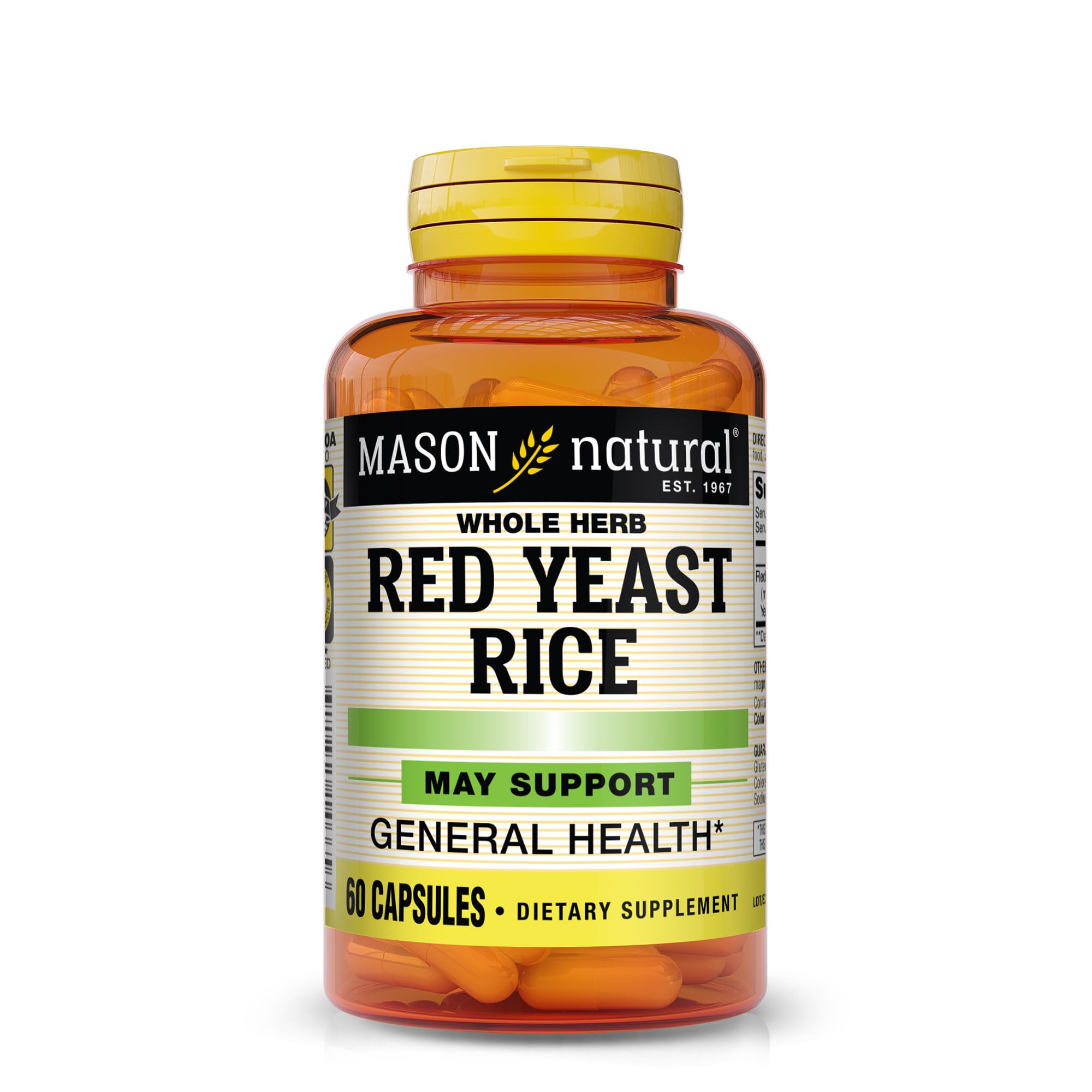 MASON NATURAL Red Yeast Rice - Improved Blood Circulation, Healthy Immune System, Supports Cardiovascular and Overall Health, He