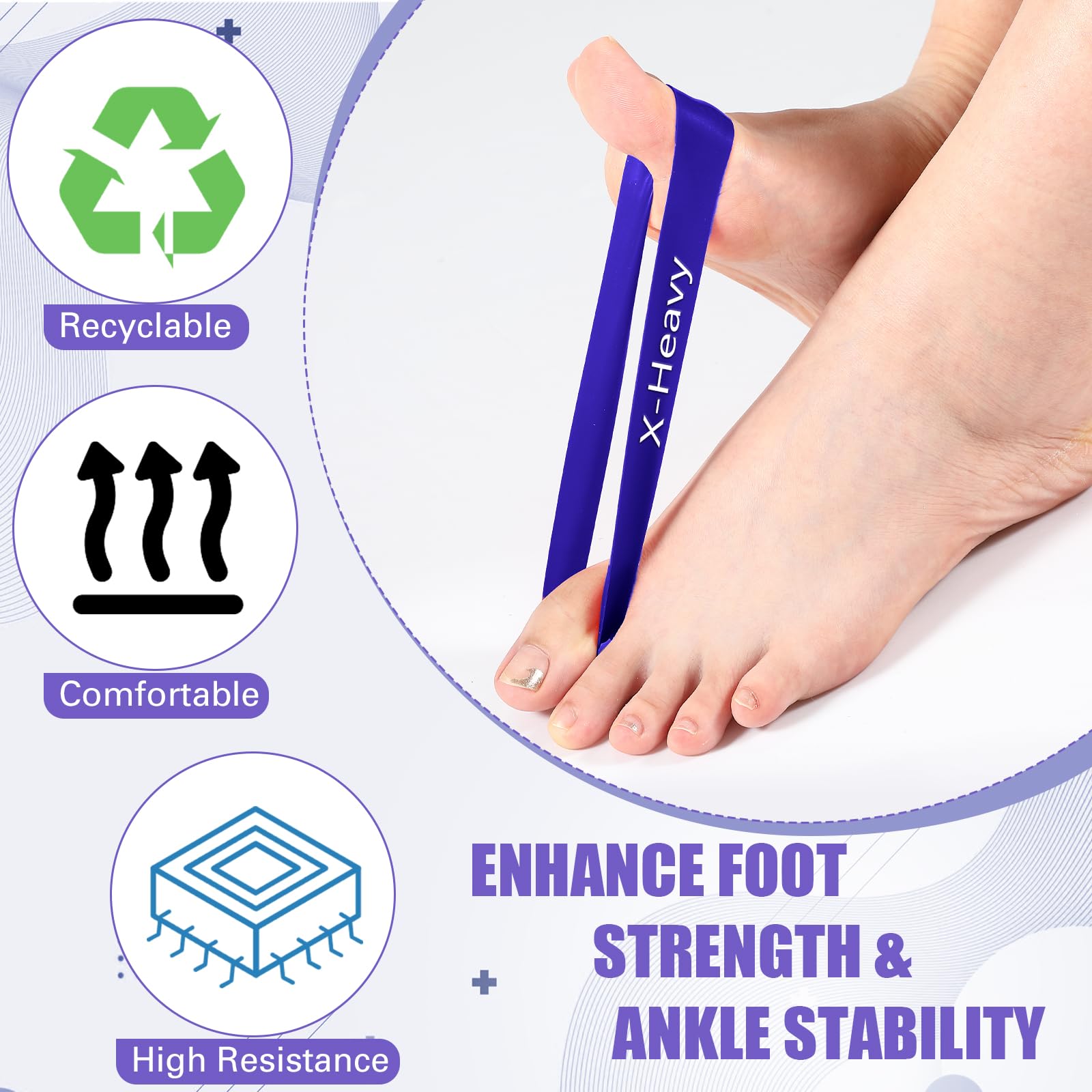 WinnerWhy Set of 5 Toe Stretcher Bands for Bunions Big Toe Exercise Strap Strong Loop Resistance Bands with Carry Bag for Correc