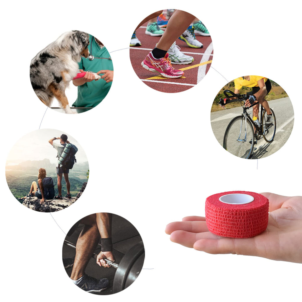 Gondiane 9 Pack 1 x 5 Yards Self Adhesive Bandage Wrap Self Stick Wrap for Ankle, Wrist, Finger, Sports, Breathable Cohesive Vet