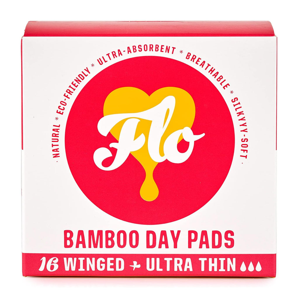 FLO Organic Bamboo Period Pads for Women, Feminine Care, Organic Menstrual Products, Plant-Based, Sanitary Napkins for Women, Wo