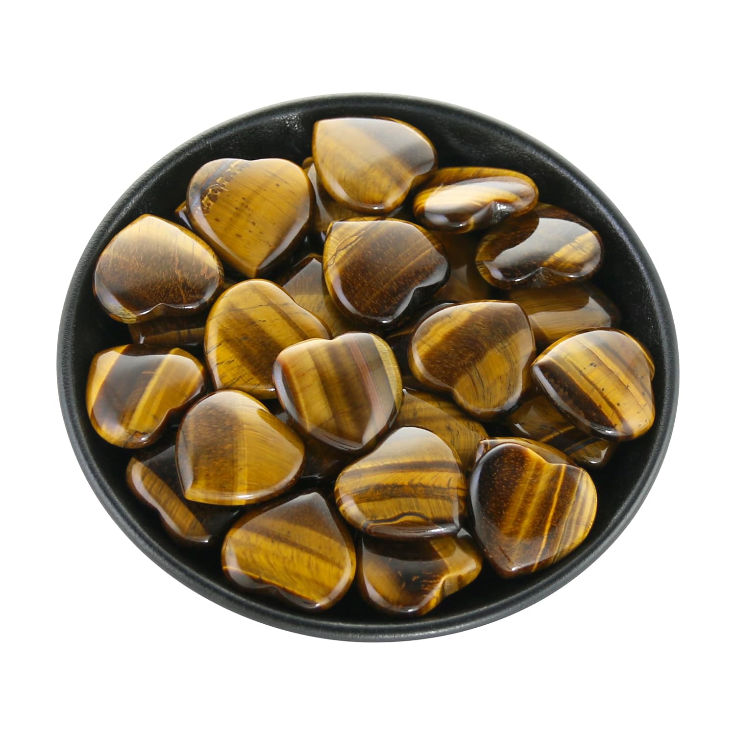 Nvzi Tumbled Polished Natural Tigers Eye Crystal Heart Stones, Crystals and Healing Stones Quartz Bulk for Wicca, Reiki, Healing