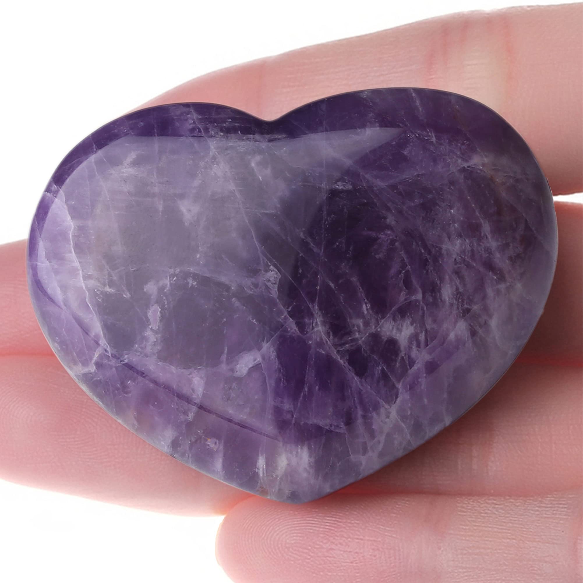 MAIBAOTA 45 mm Amethyst Healing Crystals Big Heart Love Crystal Palm Stone Reiki Crystal Gemstone Worry Stones for Anxiety Cryst