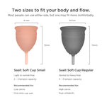 Saalt Soft Menstrual Cup - Best Sensitive Reusable Period Cup - Wear for 12 Hours - Tampon and Pad Alternative (Regular Grey, Sm