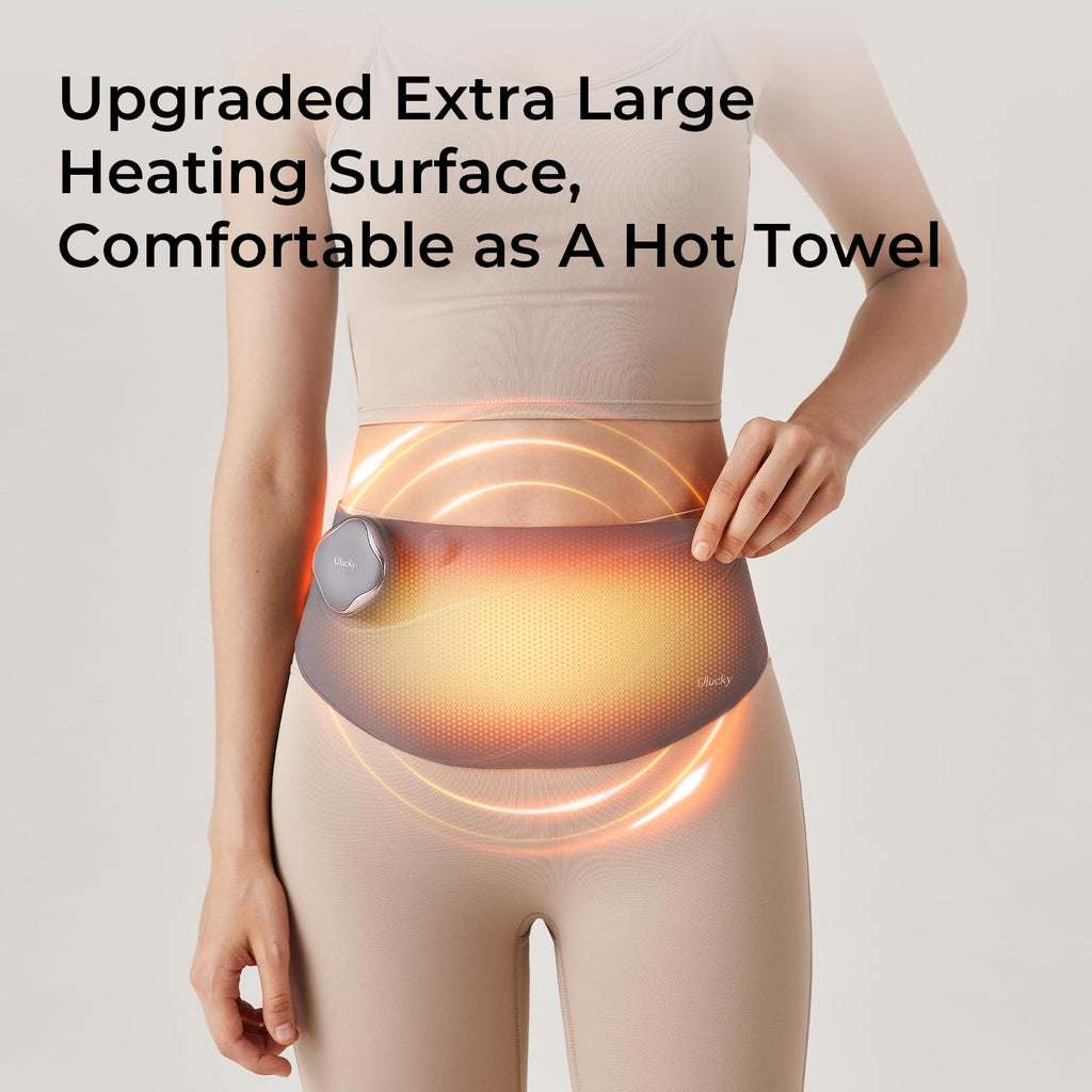 ULUCKY Portable Cordless Heating Pad - Feather-Light Yoga Fabric, Barely-There Comfort, Smart APP Timer, 3 Heat Levels, USB Magn