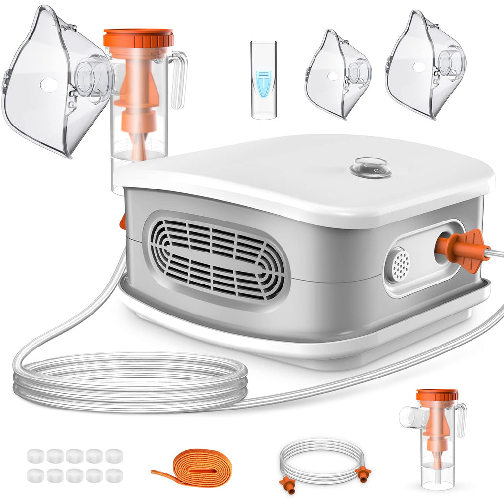 Portable Nebulizer, Nebulizer Machine for Adults and Kids, Compressor Nebulizer with 2 Masks & Mouthpiece, Low Noise Nebulizer f
