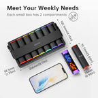 Weekly Pill Organizer 2 Times a Day, KOVIUU Large Travel Pill Box 7 Day, Am Pm Twice Daily Pill Case with Rotatable Handle, Week