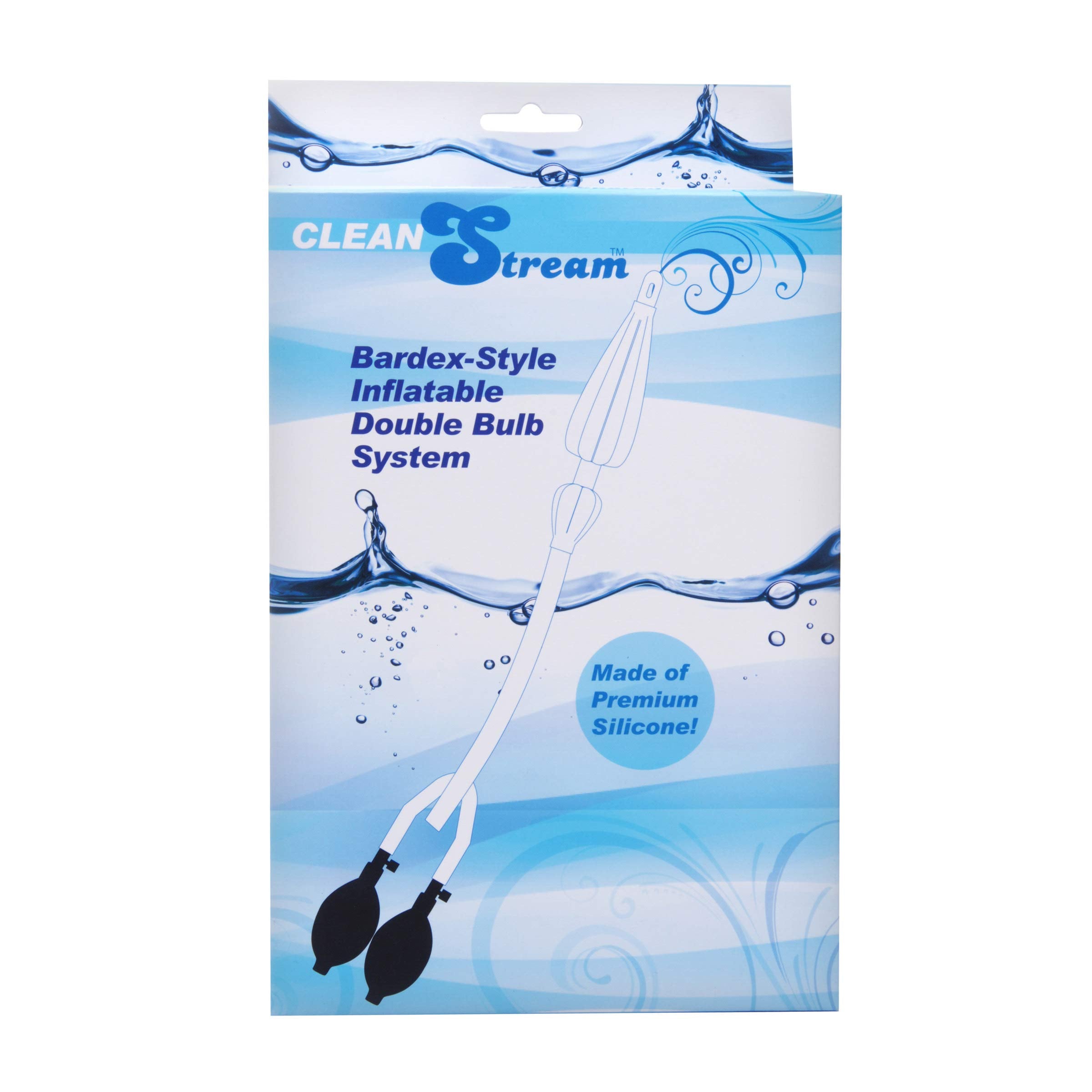 Cleanstream Inflatable Double Bulb Enema System, Premium Silicone, Water Bottle Cleansing Kit, in-Line Accelerator Bulb, Clear,
