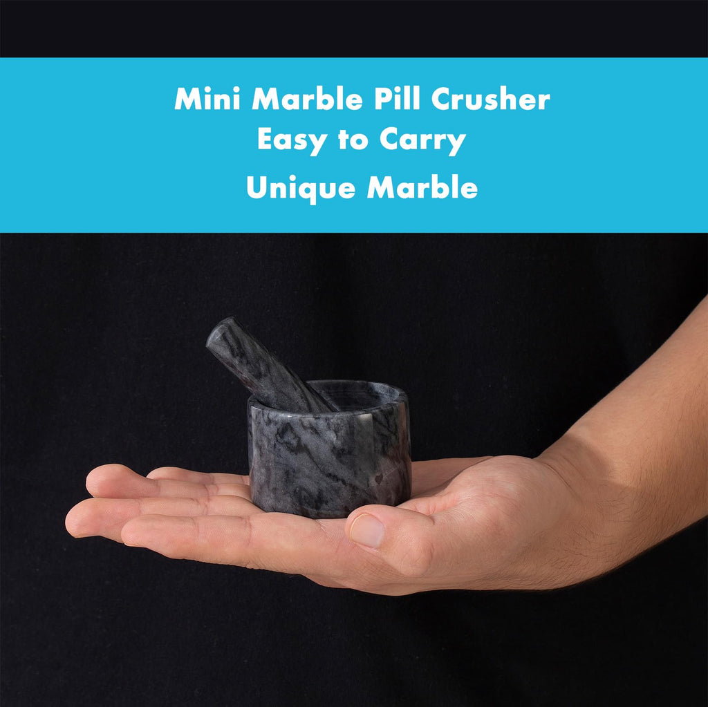 Fasolahome Pill Crusher, Mini Marble and Pestle Set, Pill Crusher Grinder Fine Powder, Arthritic Hands Pill Grinder