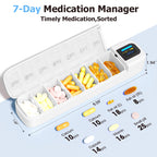 Daviky Smart Pill Organizer with Alarm, Bluetooth Daily Once a Day Pill Dispenser 7 Day with APP, Weekly Travel Pill Case, Porta