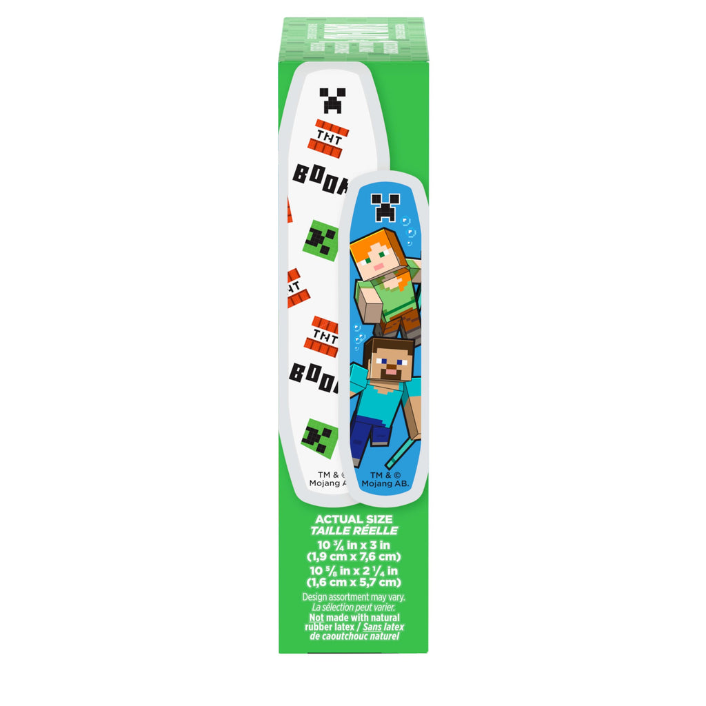 BAND-AID Brand Adhesive Childrens Bandages for Minor Cuts & Scrapes, Wound Care Featuring Minecraft Designs, Fun Bandages for K