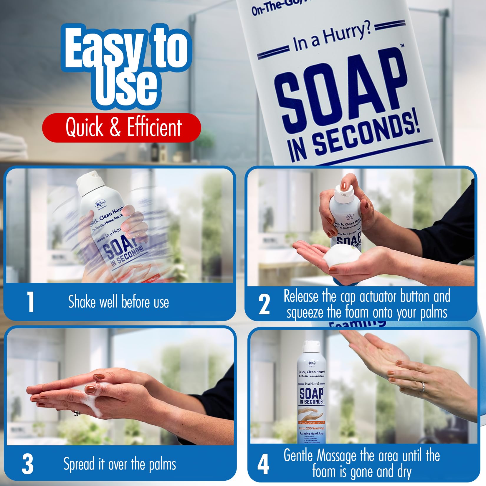 Rock Doctor Foaming Hand Soap In Seconds, 3 Pack, Spray Bottle Dispenser, Fresh Scent, No Rinse Alcohol Free Sanitizer, Gentle o