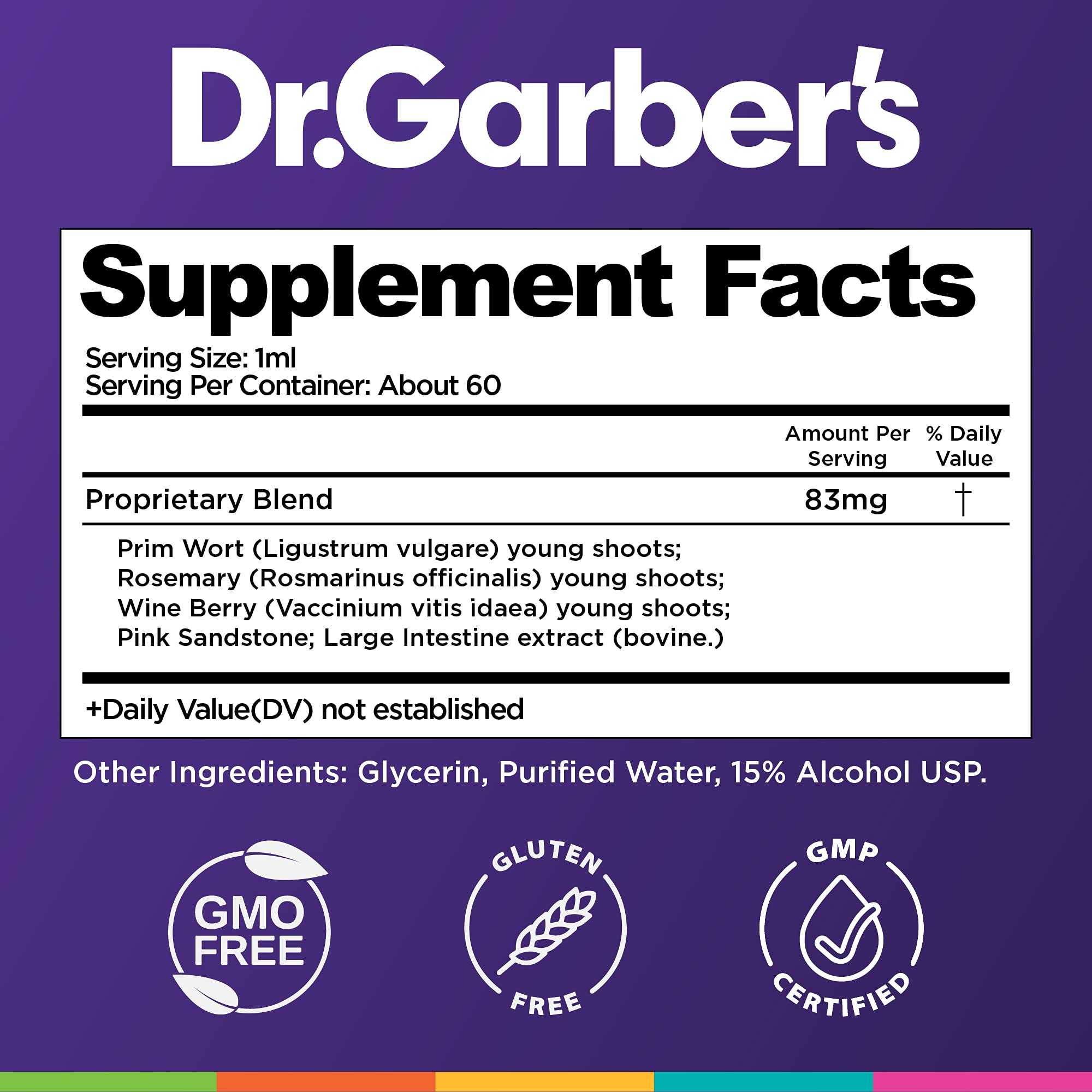 Dr. Garbers Natural Solutions Constipation Relief Oral Drops - Gemmotherapy Liquid Supplement for Gas, Constipation & Bloating