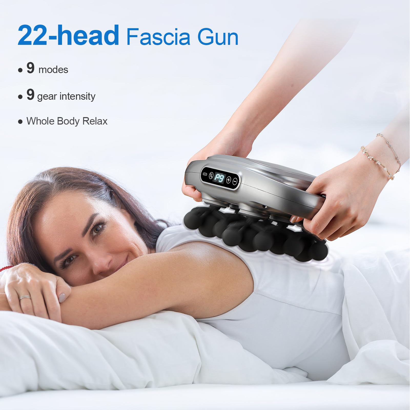 IeBilif Massage Gun, 22 Head Foot Back Neck Shoulder Massager with Adjustable Multi-Modes & Intensities, Fascia Gun for Athletes