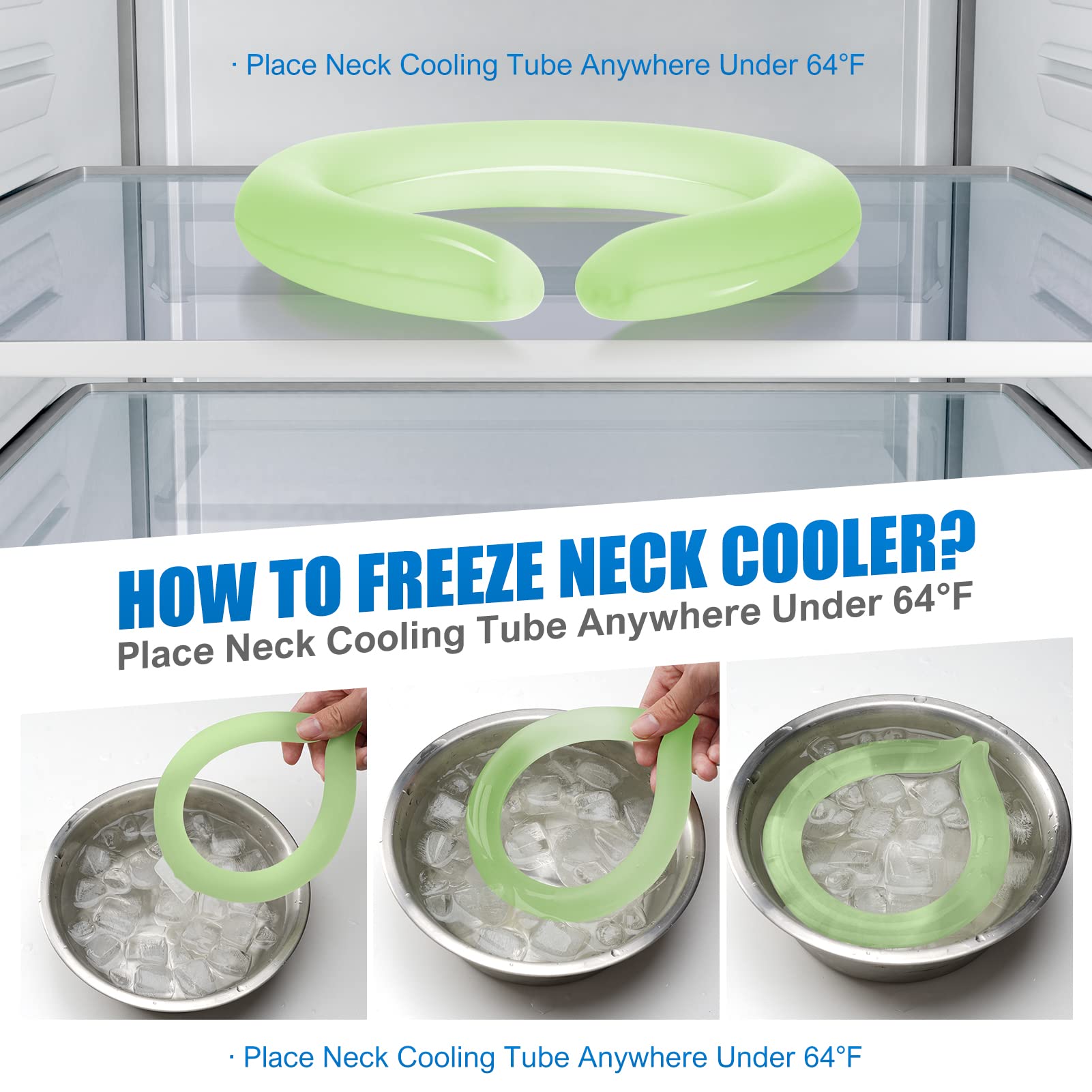 Maginno Neck Cooler, Wearable Cooling Tube Cool Neck Wraps for Extremely Hot Weather & Summer Heat, Hands Free Cold Ice Pack Gel