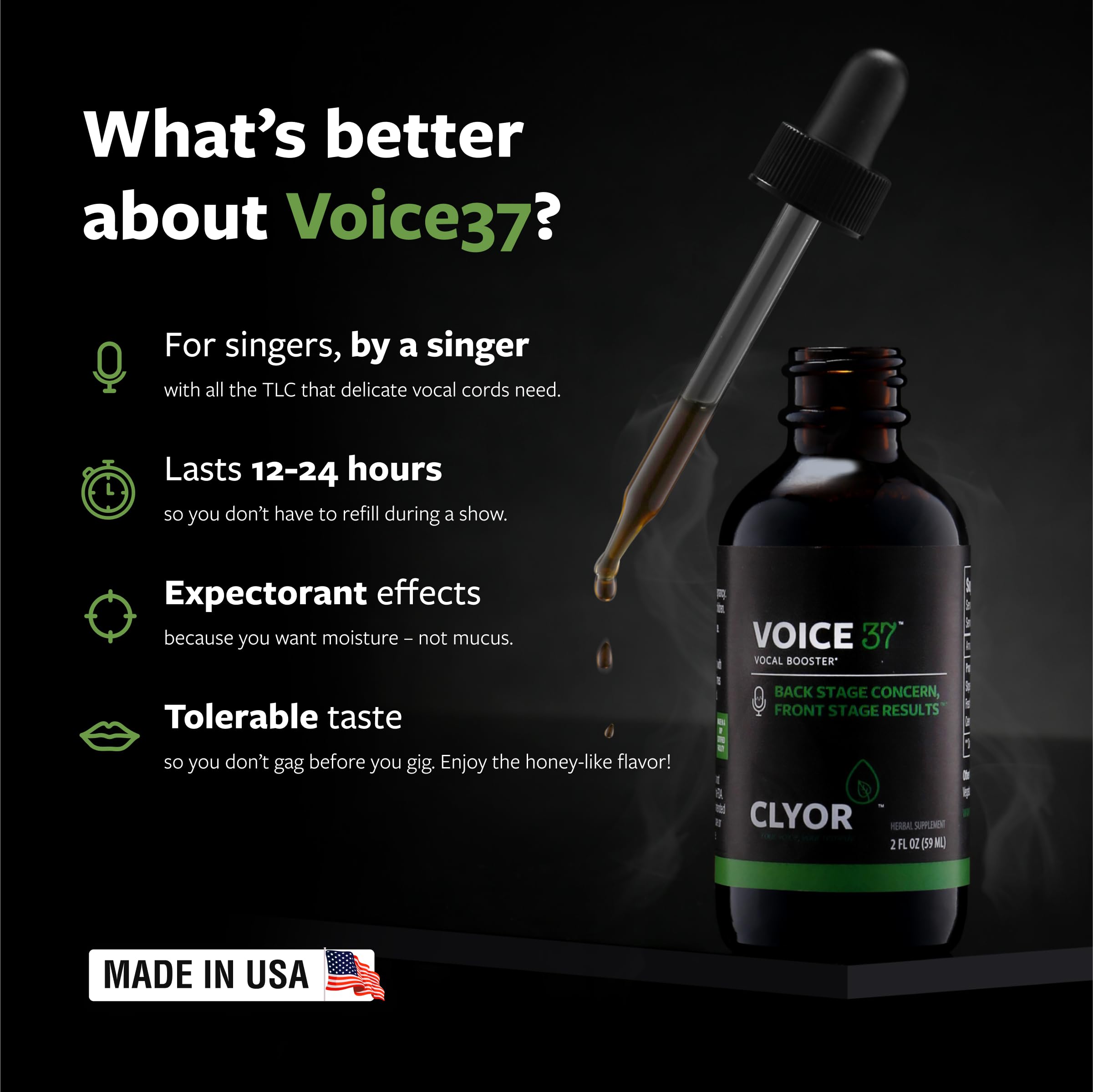 CLYOR Voice37- All Natural Voice Remedy for Singers - Boosts Your Voice - Soothes and Relieve Hoarseness - Lubricates Vocal Cord