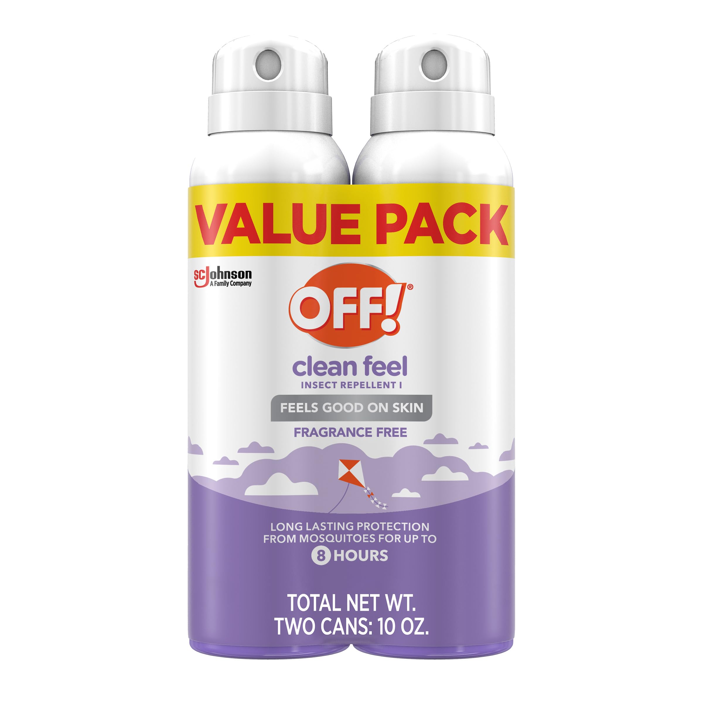 OFF! Clean Feel Picaridin Insect Repellent Aerosol Value Pack, 2 Cans, 10 oz Total