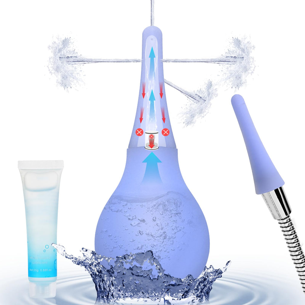 Enema Douche Anti Back-Flow,Silicone Enema Reusable Anal Douche Cleaner for Men Women Colon Cleansing,Shower Douche with 5 Spout