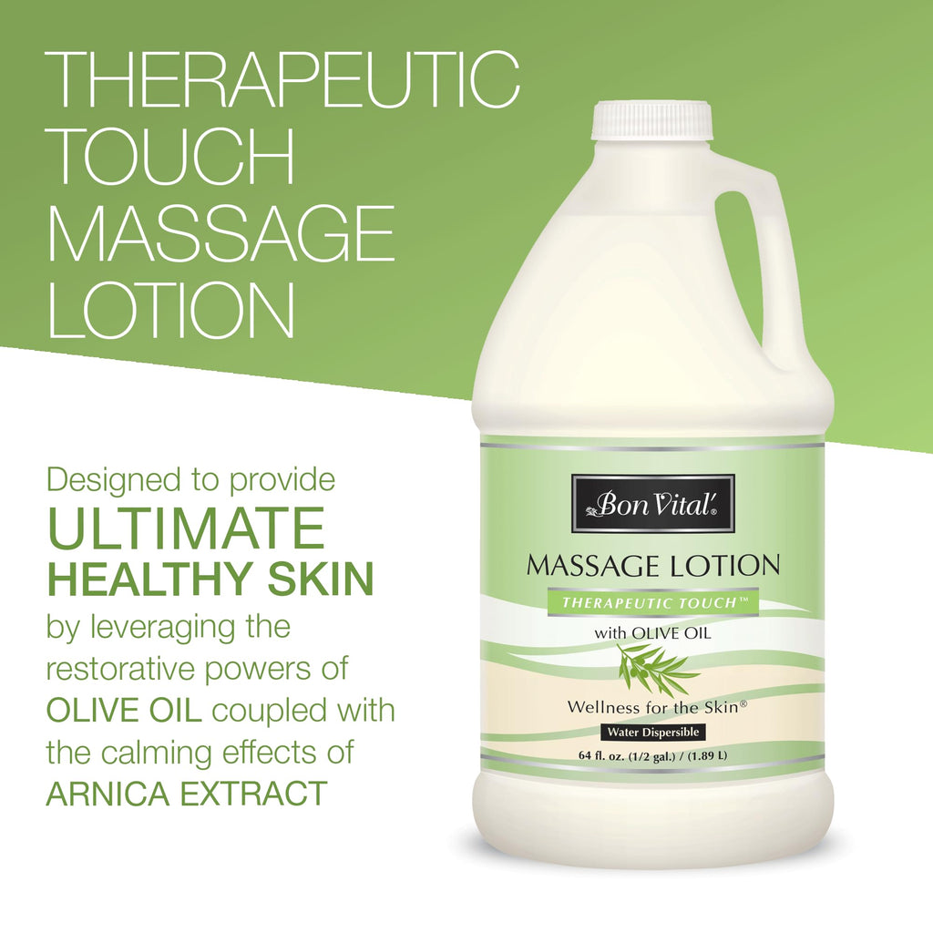 Bon Vital Therapeutic Touch Massage Lotion with Olive Oil to Repair Dry Skin & Soothe Sore Muscles, Skin Therapy Lotion, Moistu