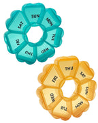 Large Weekly Pill Organizer,7 Day Cute Heart Pill Organizer,Weekly Container for Fish Oil/Medicine/Supplements (Orange2+Blue4)