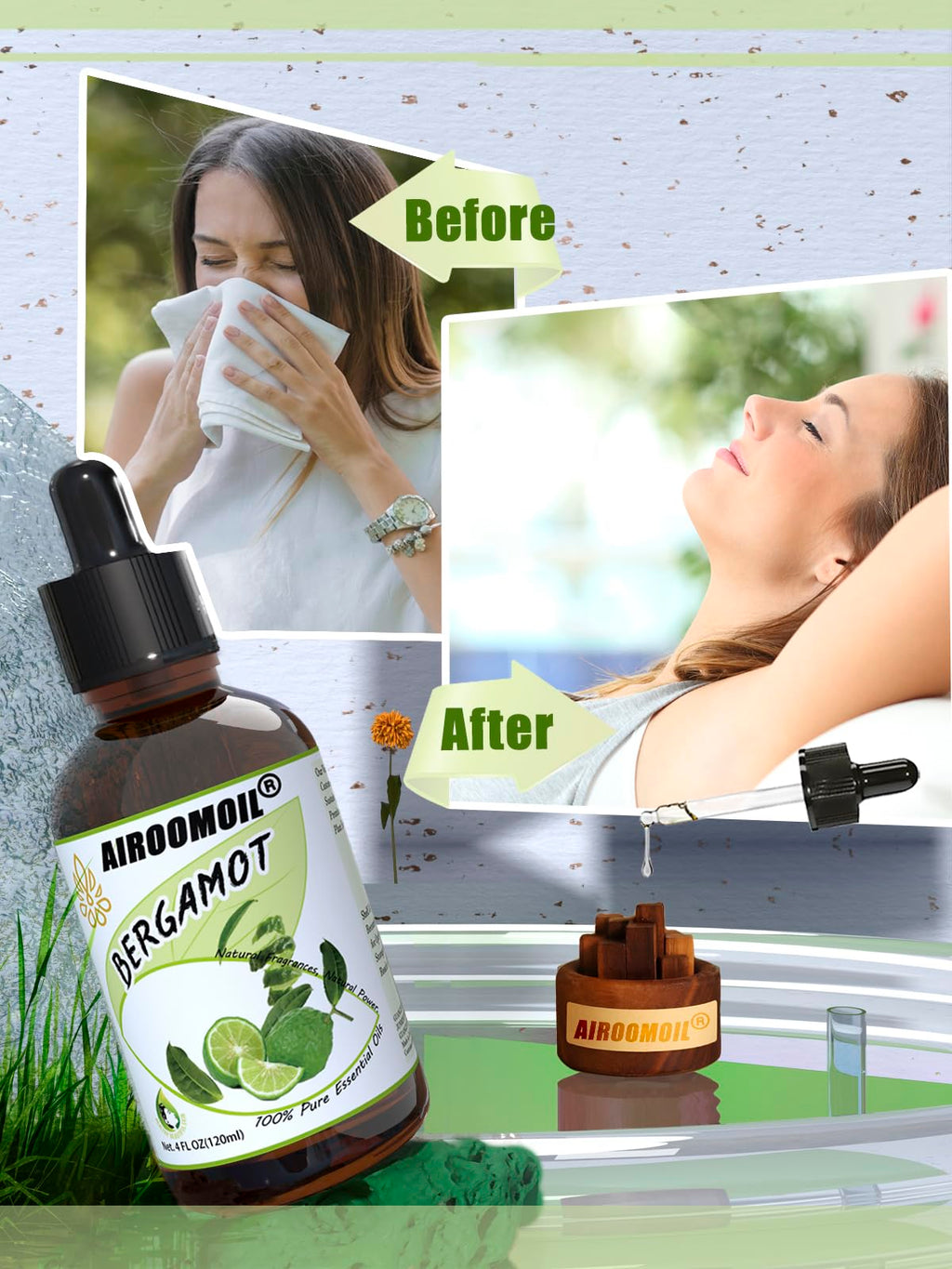 Bergamot Essential Oil Room Spray Pure Citrus Oils Aromatherapy for Natural Diffuser Home, Soap, Candle Making Fall Scents Skin
