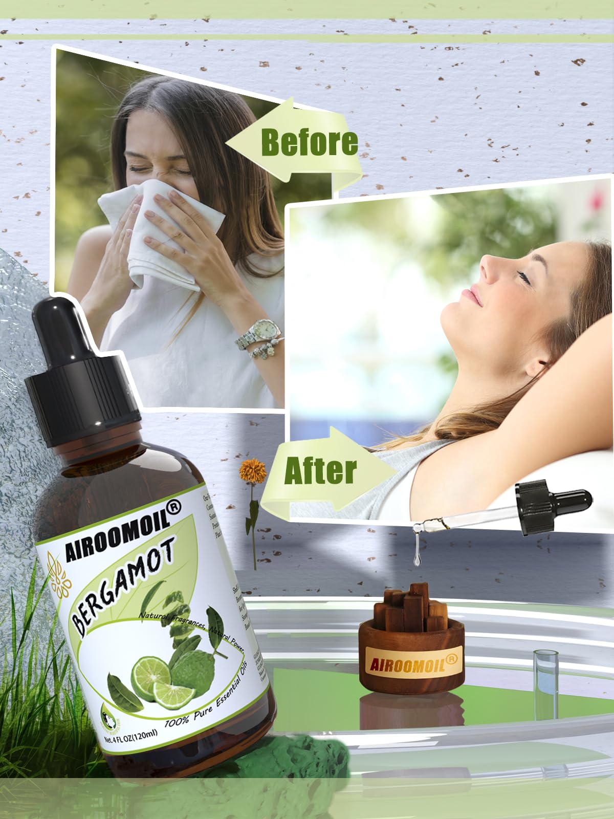 Bergamot Essential Oil Room Spray Pure Citrus Oils Aromatherapy for Natural Diffuser Home, Soap, Candle Making Fall Scents Skin