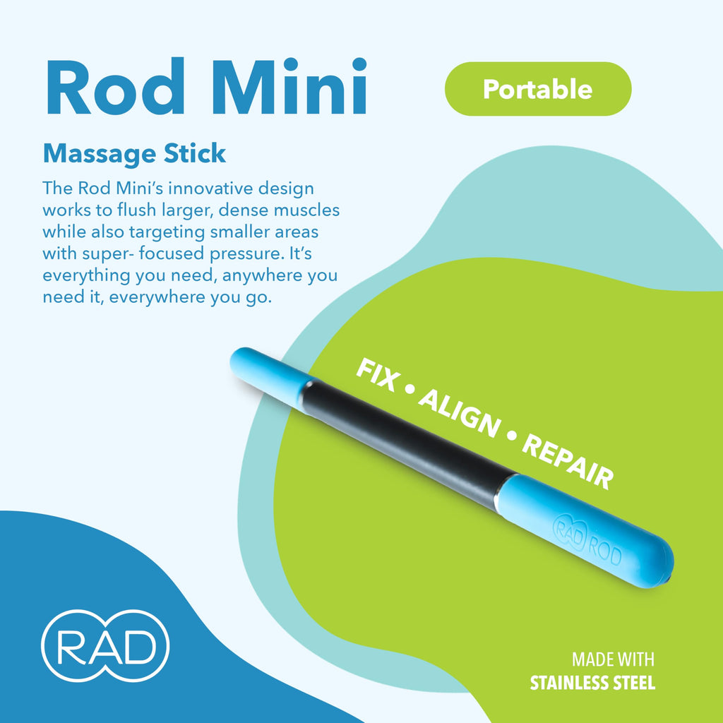 RAD Rod Mini Massage Roller Stick - Myofascial Release Roller for Legs, Shoulders, Neck, Back, Arm - Muscle Roller for Athletes