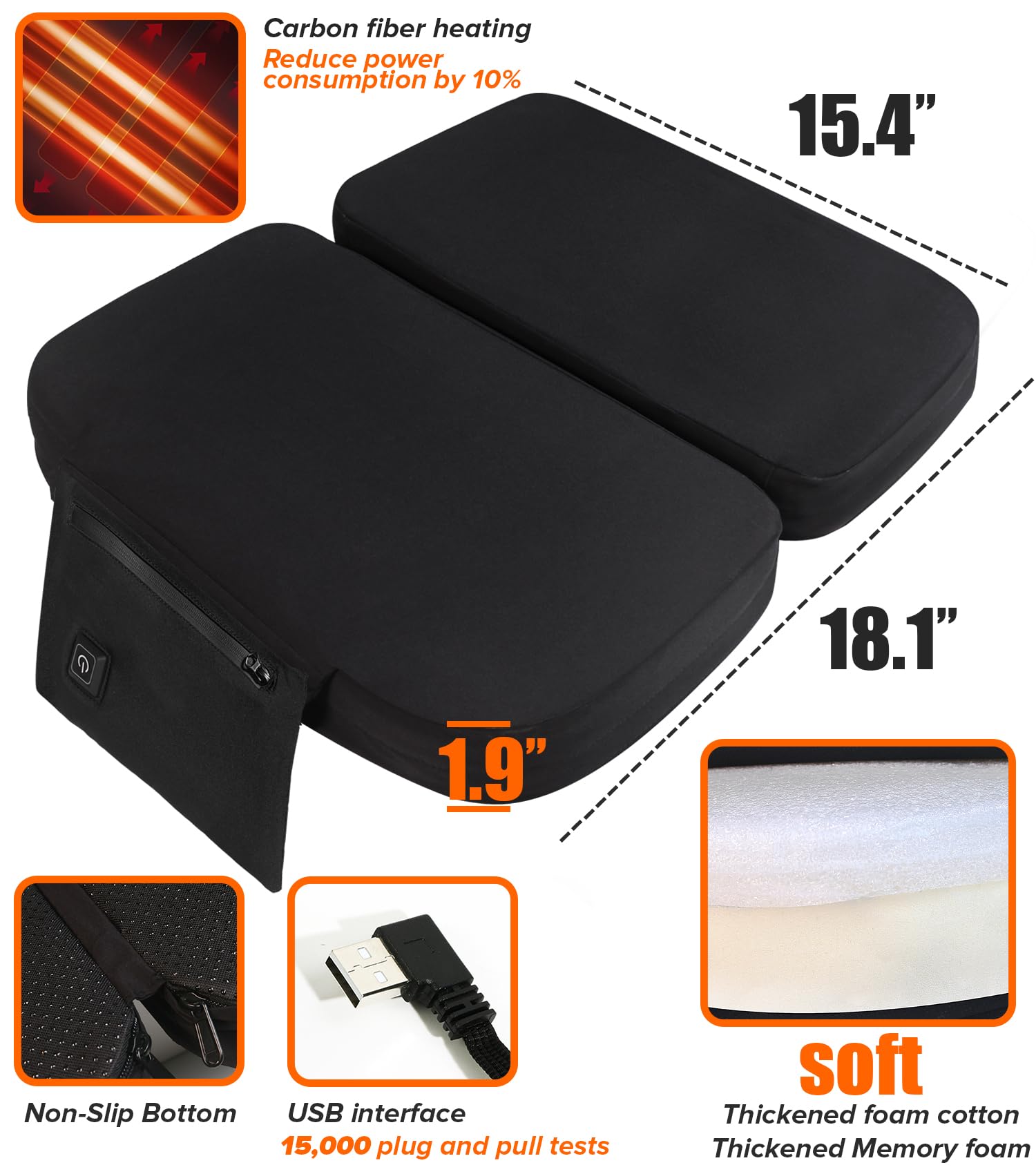 Heated Stadium Seats for Bleachers, Thicken Memory Foam Folding Heated Seat Cushion, Heating Camping Chair Seat Pad Cordless, Se