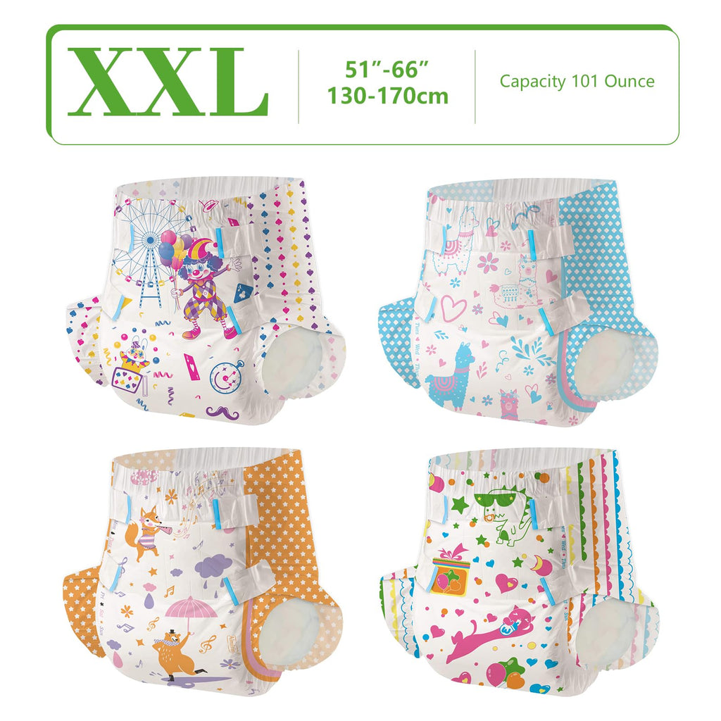 Aimisin Adult Printed Diapers,XX-Large-Uncle Clown, 7 Pieces for Men and Women - Leak Protection Heavy Absorbency Protection Dia