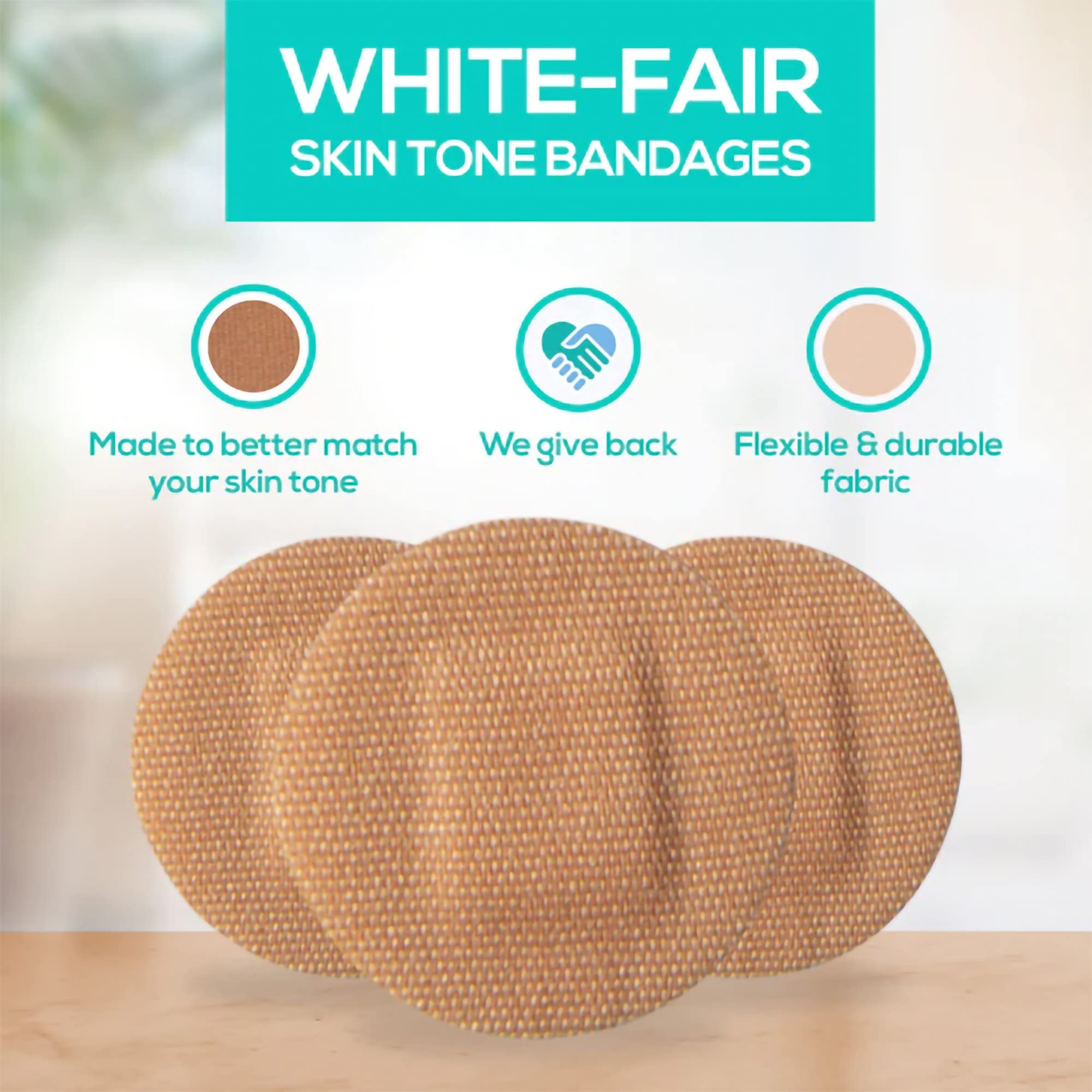 Tru-Colour Skin Tone Spot Bandages, Resealable Bag (50 Count) - Flexible, Waterproof, PFAS-Free Adhesive Strips Help Protect Bli