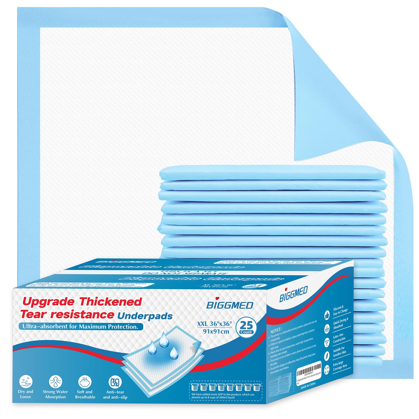 Tear-Resistant Chucks Pads Disposable 36 X 36 [25-Pack] Incontinence Bed Pads Disposable Extra Large Thick Quilted Underpads Pee