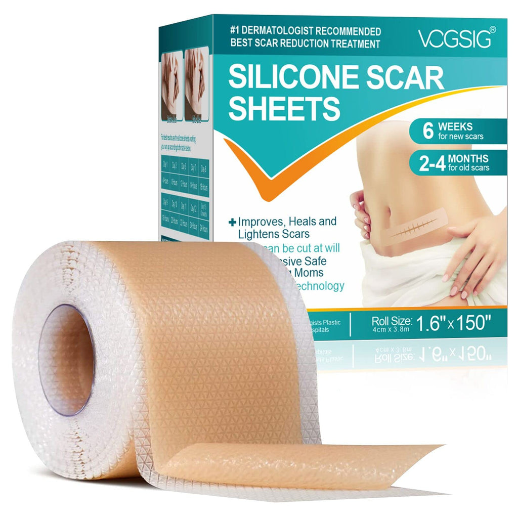 Silicone Scar Sheets (1.6    x 150   -3.8M), Medical Grade Soft Silicone Scar Tape, Strips, Roll - Keloid, C-Section, Surgical, 