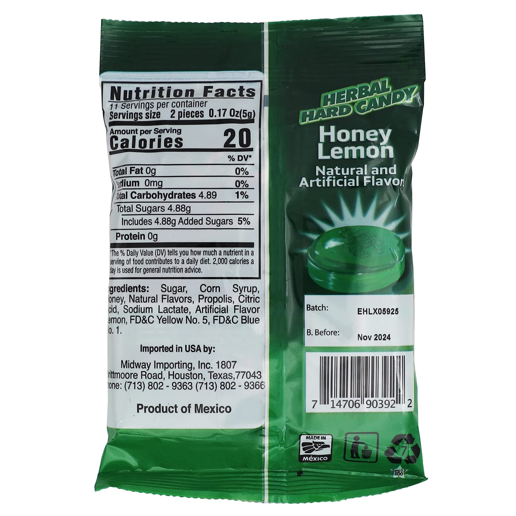 Broncolin Honey and Herbal Extracts, Honey Lemon Flavor, 6-Pack of 22 Drops Each, 6 Bags