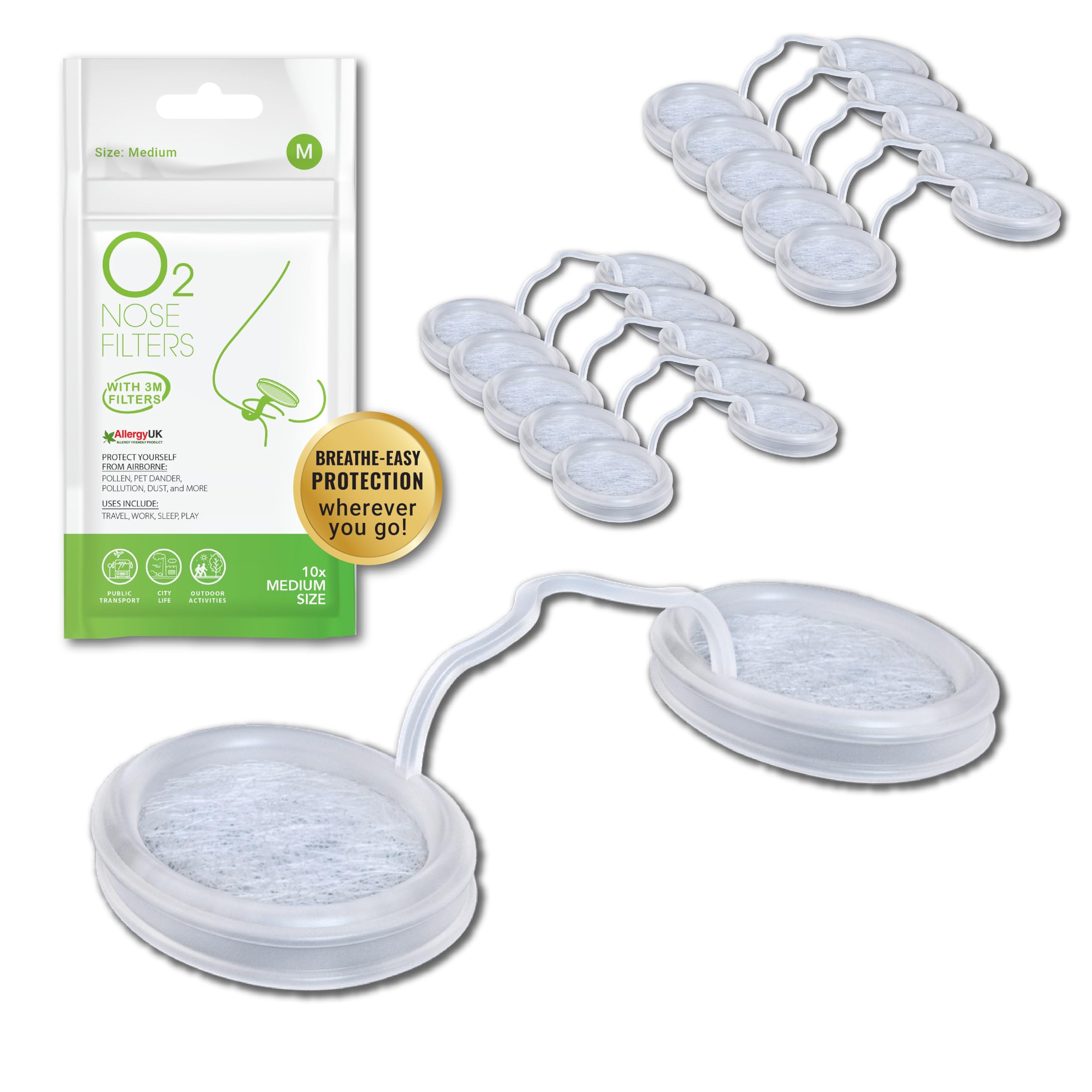 O2 Nose Filters with 3M Filtration - Allergy Nose Filter - Nasal Dilators for Sleep, Dust, Pollution & Travel - Anti Snoring Dev