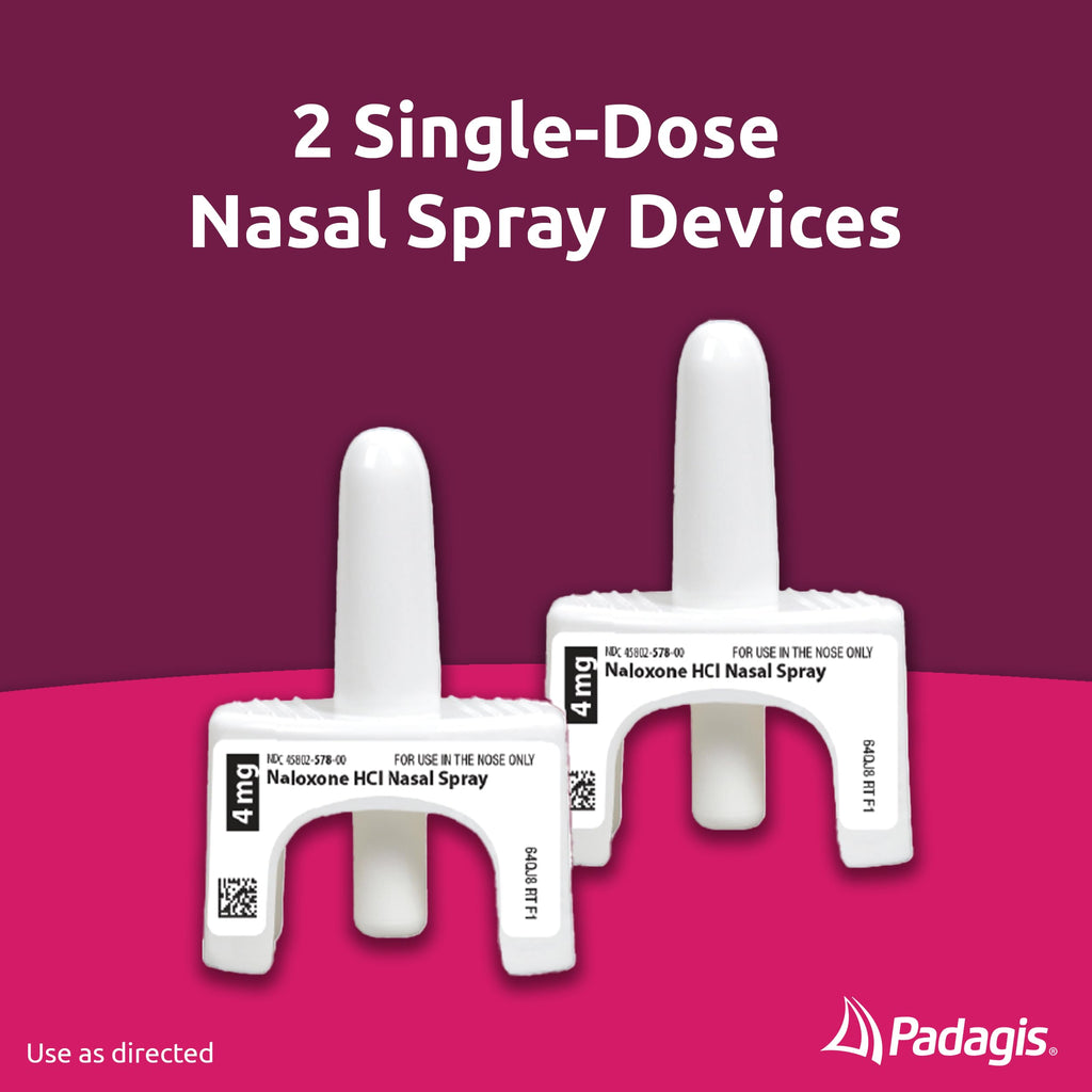 Padagis Naloxone HCI Nasal Spray, 4 mg - Emergency Treatment for Opioid Overdose - Rapid-Response Opioid Overdose Reversal, 2 Do