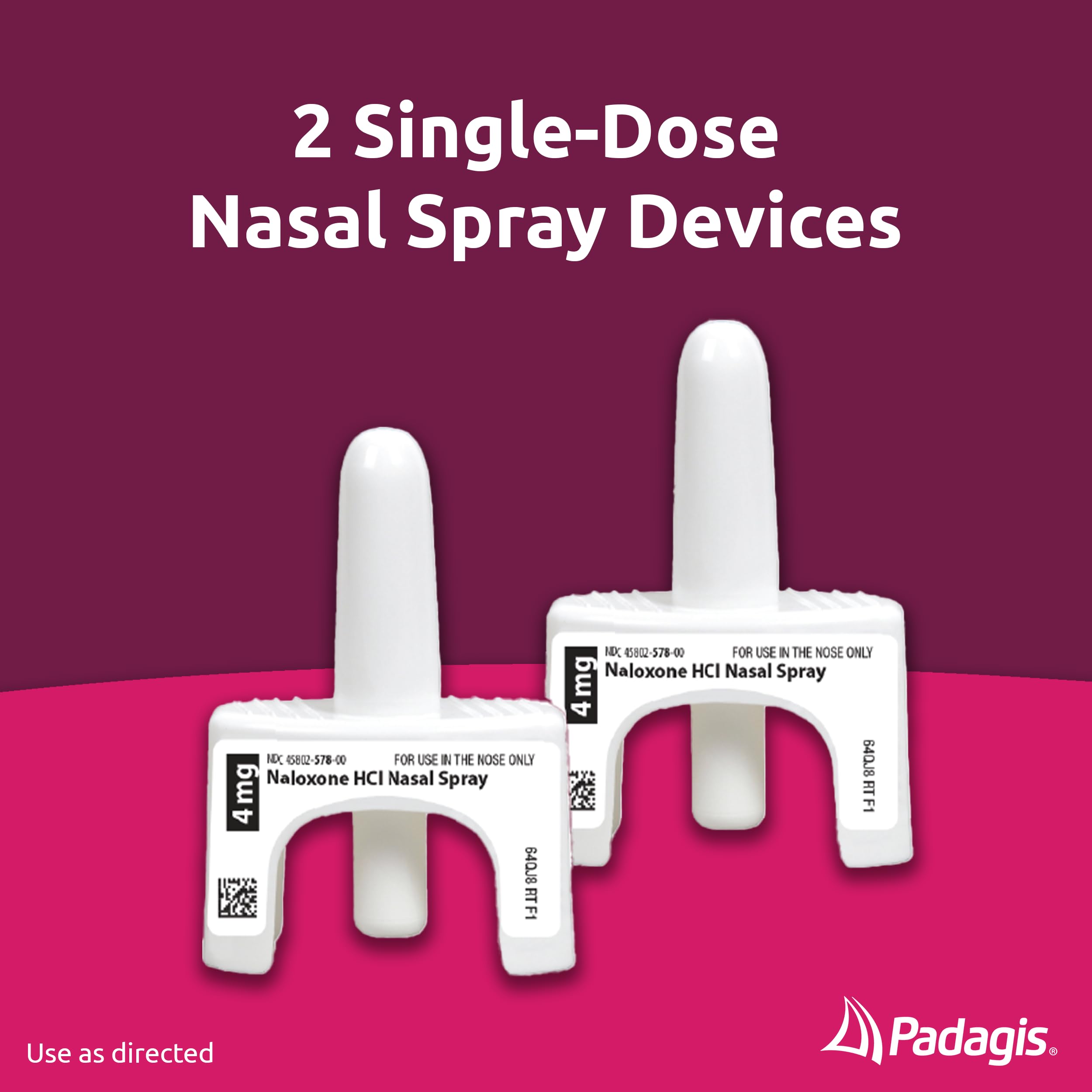 Padagis Naloxone HCI Nasal Spray, 4 mg - Emergency Treatment for Opioid Overdose - Rapid-Response Opioid Overdose Reversal, 2 Do